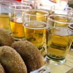 Apple doughnuts and hard cider sampler at Windy Hill Orchard & Cidery.