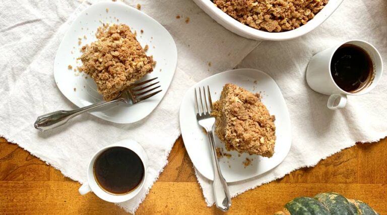 recipe: fall harvest coffee cake made with pumpkins and apple