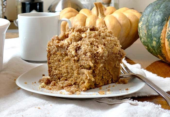 Recipe: fall harvest coffee cake with pumpkins, apples, and walnuts