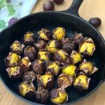 Pan roasted cast iron chestnuts made on stovetop