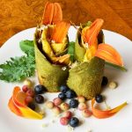 Savory crepe recipe with garden greens and duck eggs