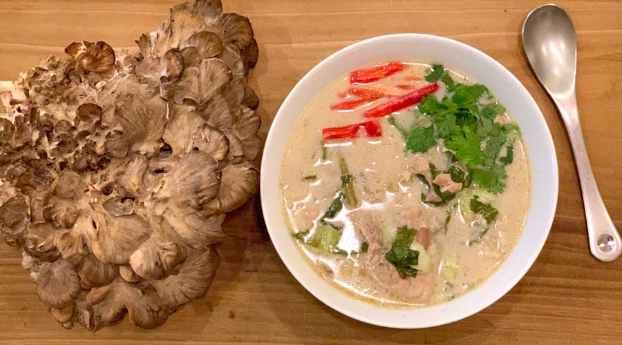 recipe: maitake mushroom soup - thai inspired
