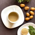 Hot-brewed yaupon holly & roasted acorn flour