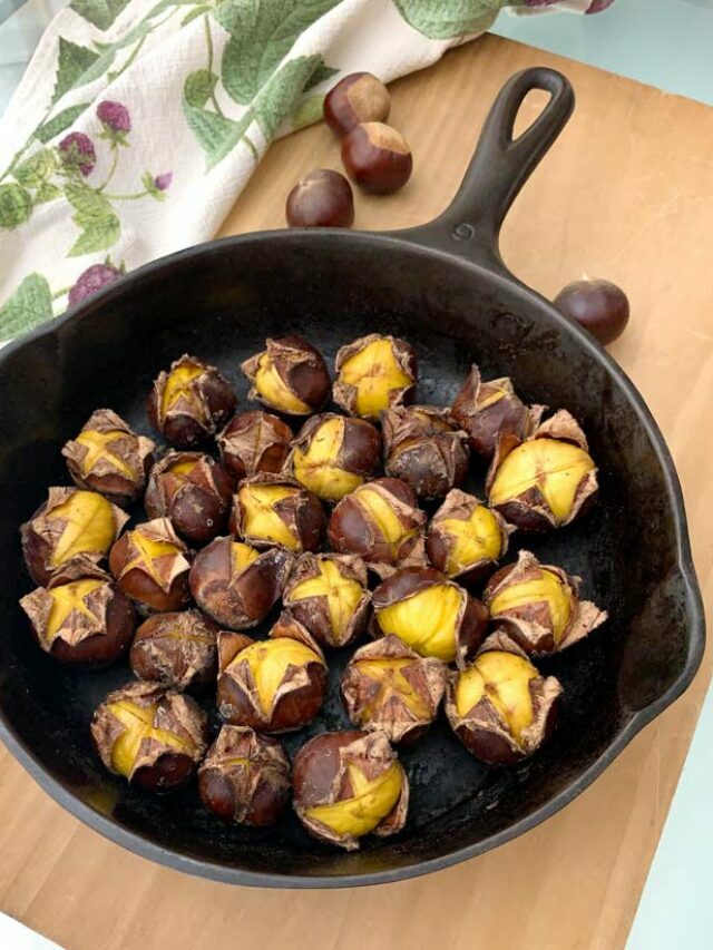 Recipe: Cast iron pan-roasted chestnuts on a stovetop - Tyrant Farms