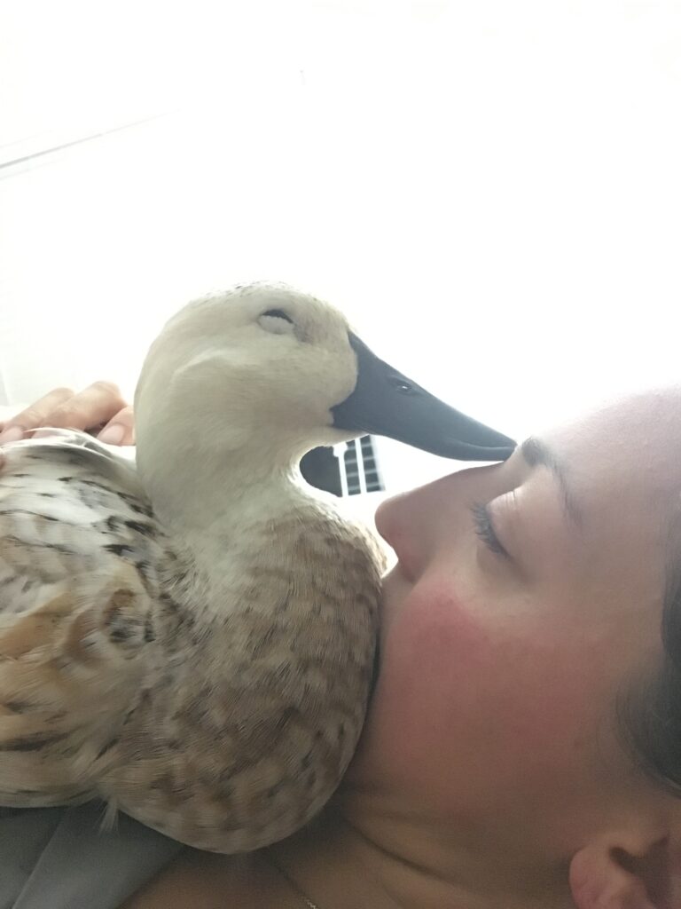 Svetlana and Susan snuggling in bed