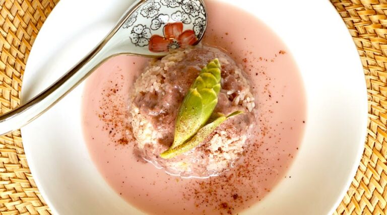 Hibiscus roselle coconut rice dessert - featured image