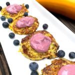 Squash fritters with blueberry aioli
