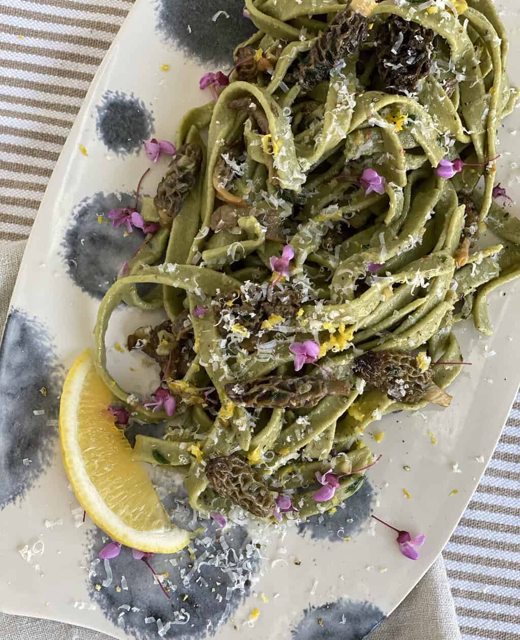 morel mushroom and stinging nettle pasta