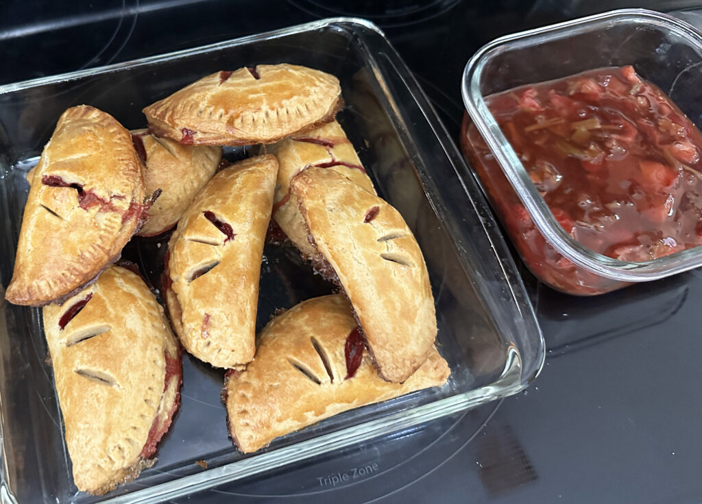 Japanese knotweed strawberry handpies plus extra topping
